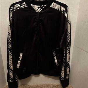 Blanc Noir Monochrome Patterned Bomber Jacket